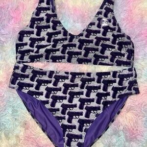 Purple High Waisted  Gun Print Bikini Set 2XL Girls With Guns Brand NWOT